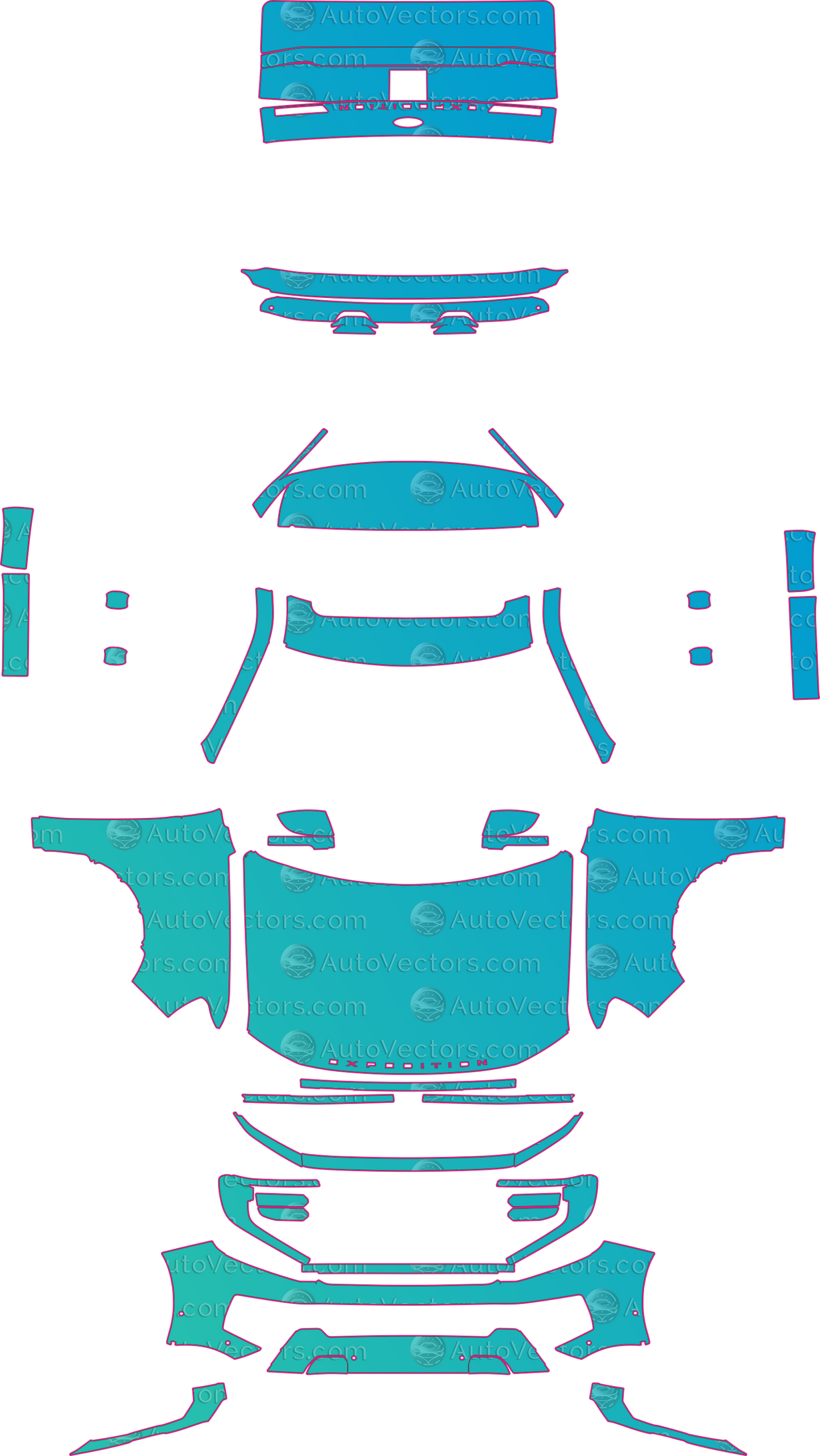 Ford Expedition SWB Platinum (From 2025) SUV – pre-cut PPF pattern templates, instant digital download vector cut files (CDR, AI, PDF, SVG)