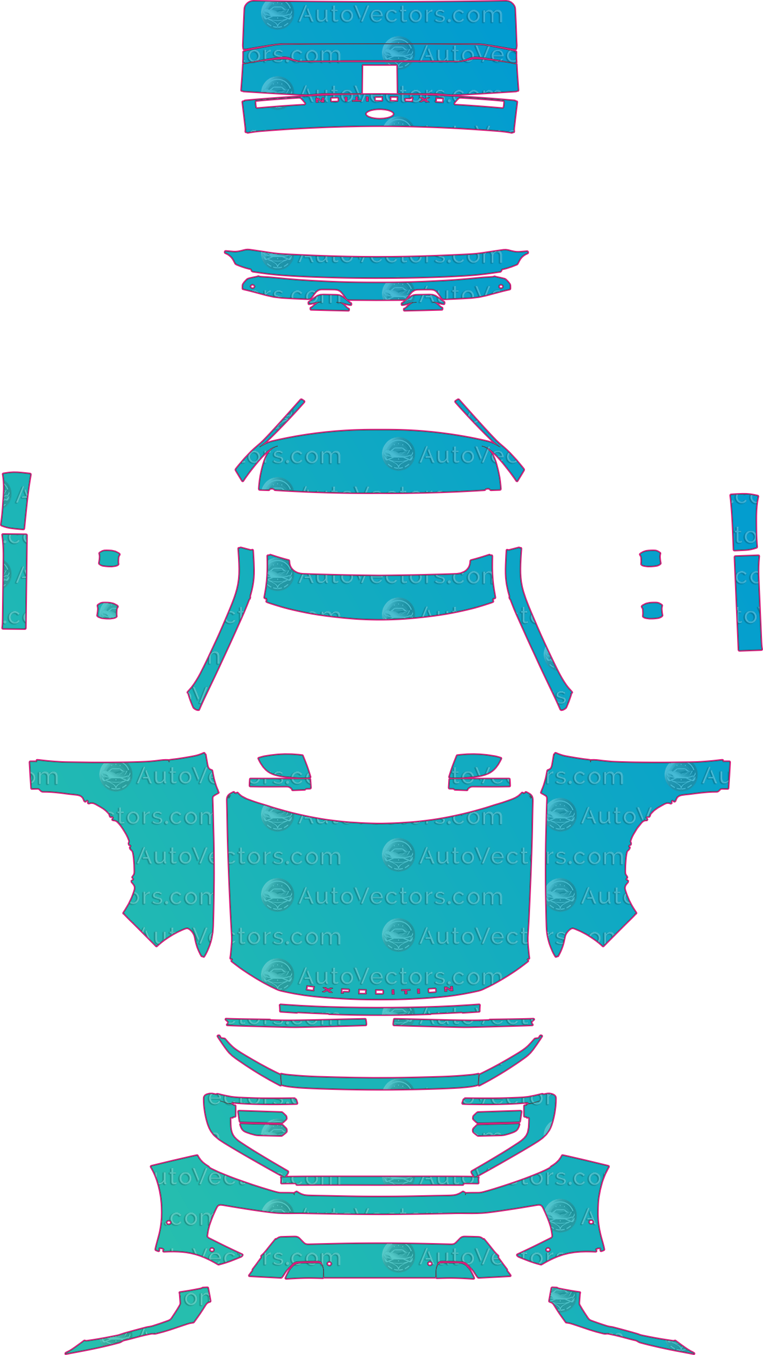 Ford Expedition SWB Platinum (From 2025) SUV – pre-cut PPF pattern templates, instant digital download vector cut files (CDR, AI, PDF, SVG)