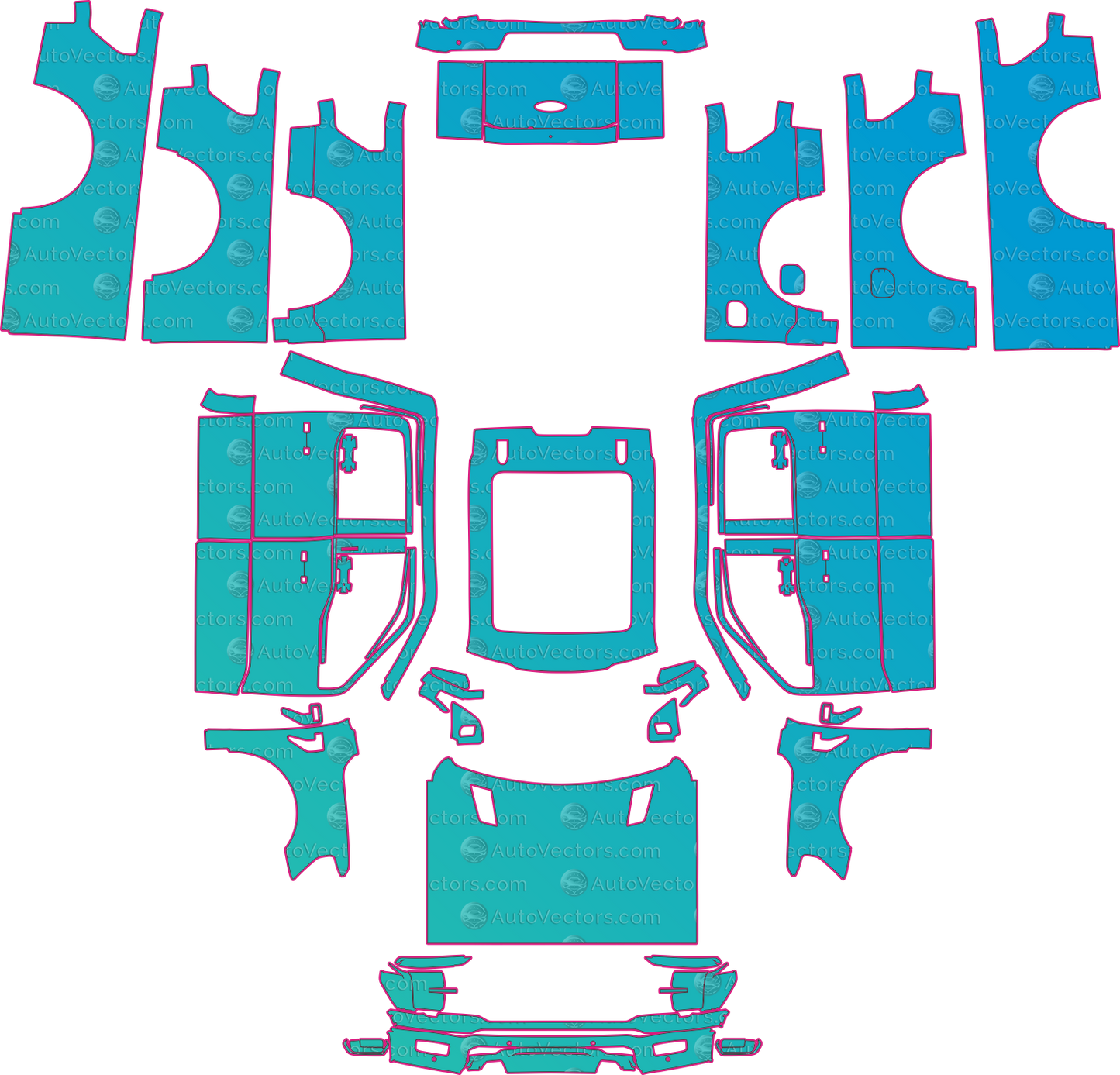 Ford F-150 P702 Platinum Facelift (From 2024) Pickup Pre-Cut PPF Pattern Templates – pre-cut PPF pattern templates, digital download vector files (CDR, AI, PDF, DXF, SVG)
