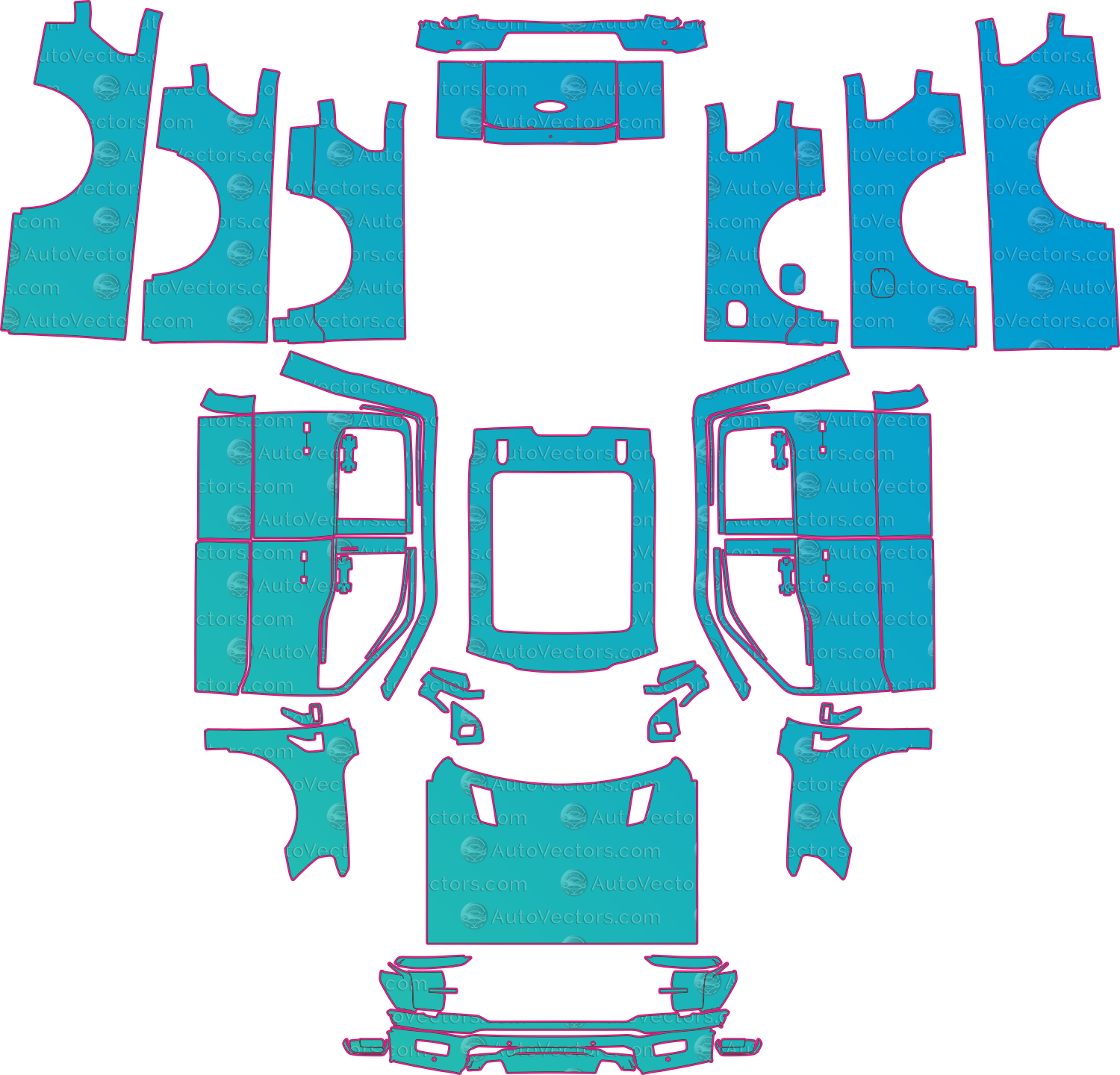 Ford F-150 P702 Platinum Facelift (From 2024) Pickup Pre-Cut PPF Pattern Templates – pre-cut PPF pattern templates, digital download vector files (CDR, AI, PDF, DXF, SVG)