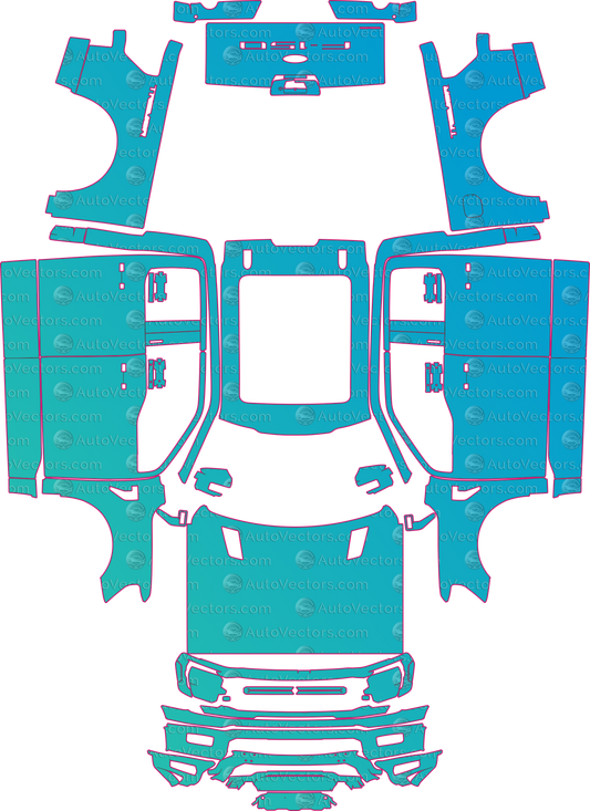 Ford F-150 P702 Tremor Facelift (From 2024) Pickup Pre-Cut PPF Pattern Templates – pre-cut PPF pattern templates, digital download vector files (CDR, AI, PDF, DXF, SVG)