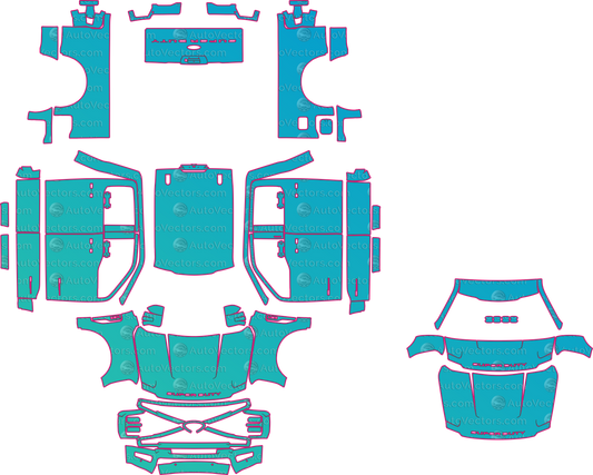 Ford F-250 Lariat Crew Cab (From 2023) Pickup – pre-cut PPF pattern templates, instant digital download vector cut files (CDR, AI, PDF, SVG)