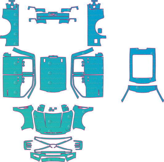 Ford F-250 Platinum (From 2022) Pickup – pre-cut PPF pattern templates, instant digital download vector cut files (CDR, AI, PDF, SVG)