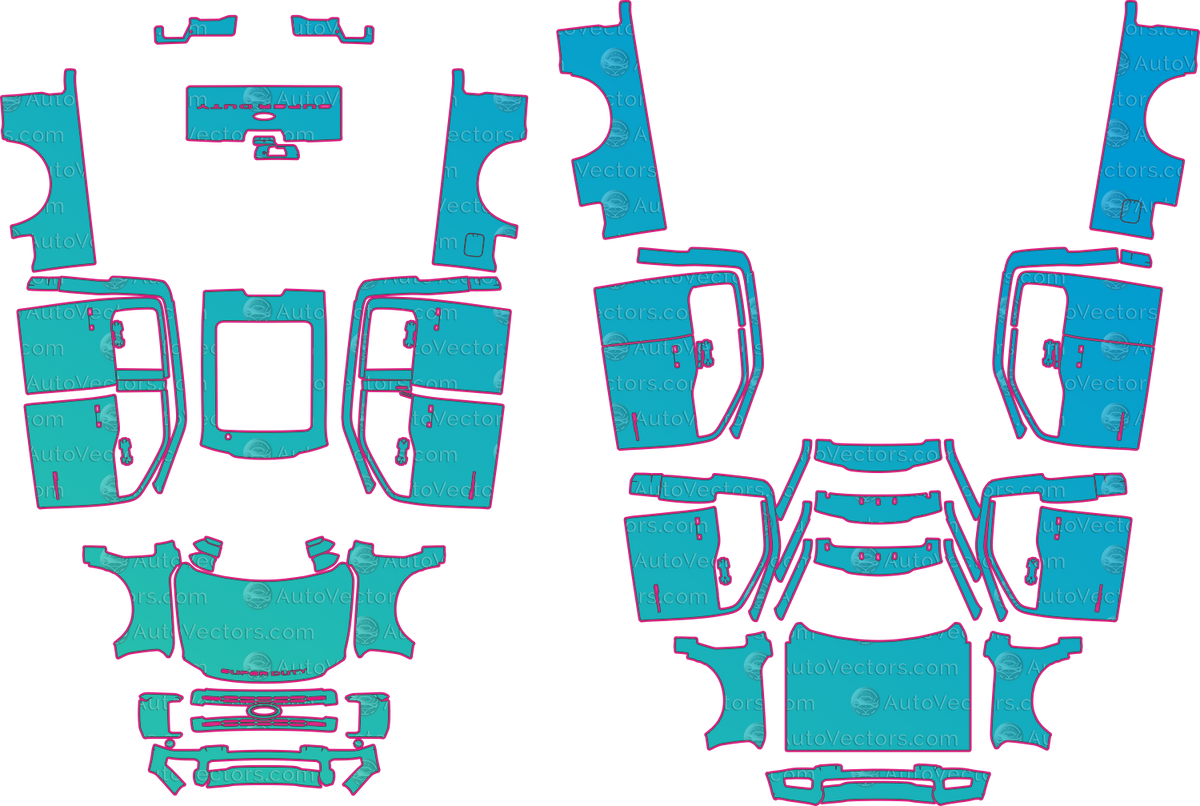Ford F-250 XLT (From 2023) Pickup – pre-cut PPF pattern templates, instant digital download vector cut files (CDR, AI, PDF, SVG)
