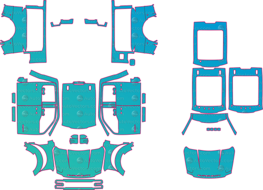 Ford F-450 Lariat (From 2023) Pickup – pre-cut PPF pattern templates, instant digital download vector cut files (CDR, AI, PDF, SVG)