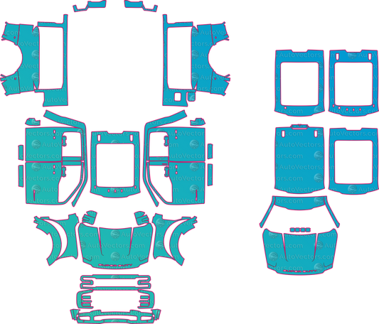 Ford F-450 Platinum (From 2023) Pickup – pre-cut PPF pattern templates, instant digital download vector cut files (CDR, AI, PDF, SVG)