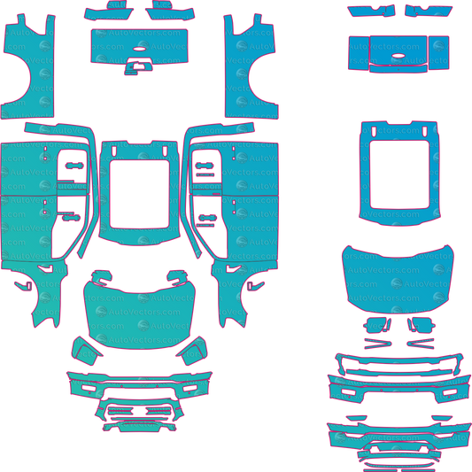 Ford F150 Lightning Lariat (From 2025) Pickup – pre-cut PPF pattern templates, instant digital download vector cut files (CDR, AI, PDF, SVG)