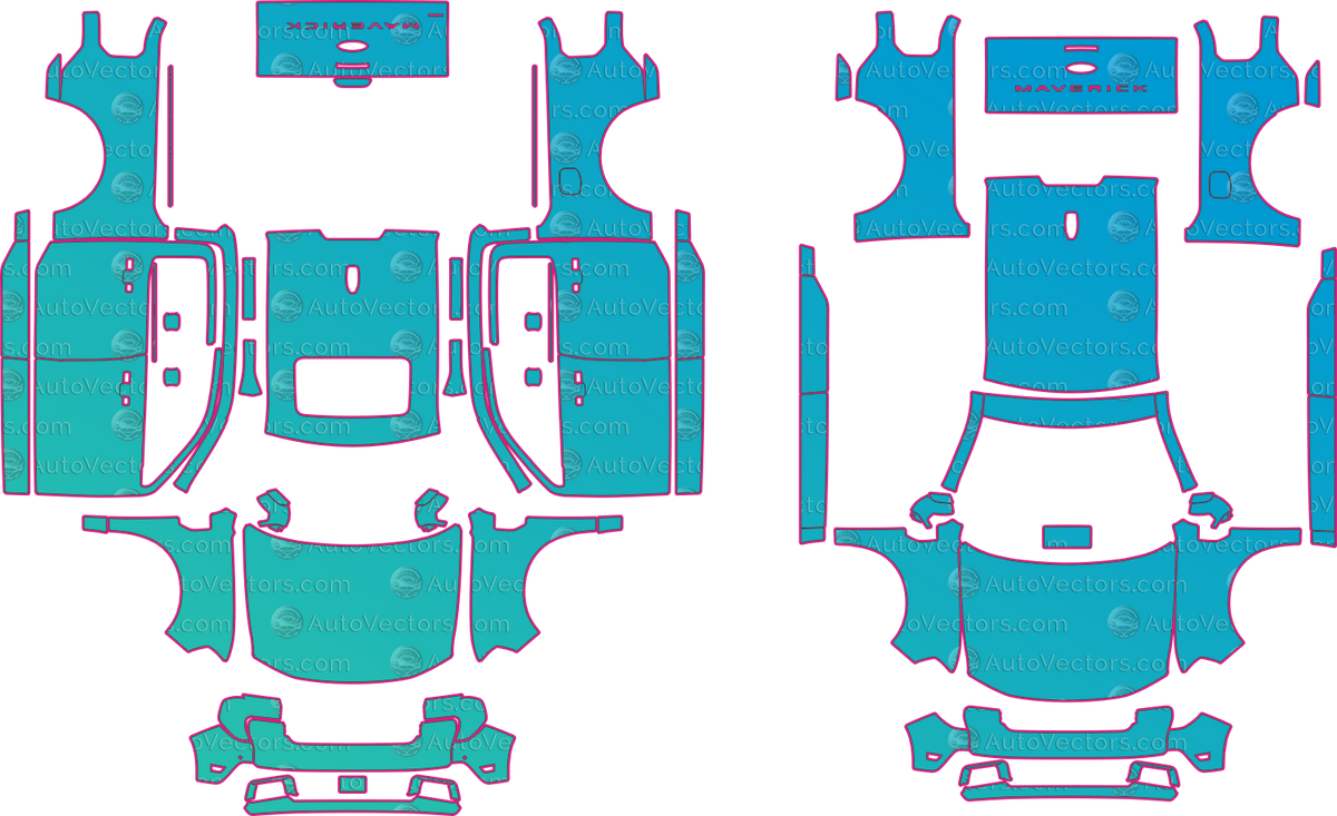 Ford Maverick Lariat (From 2025) Pickup pre-cut PPF pattern layout
