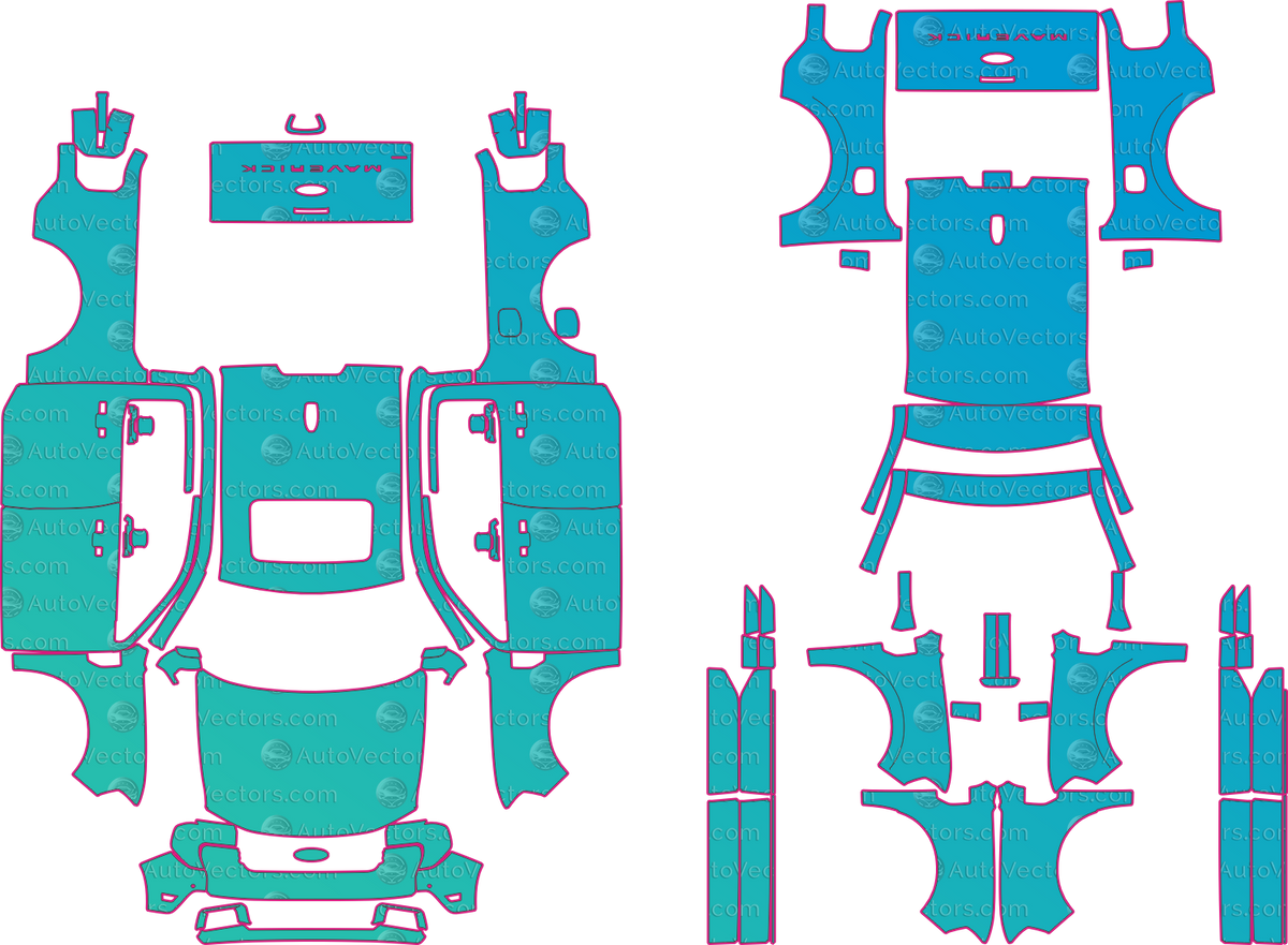 Ford Maverick XLT (From 2025) Pickup pre-cut PPF pattern layout
