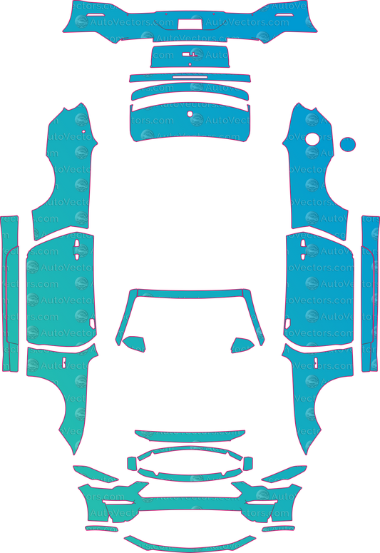 Ford Mustang 5.0 V8 GT (From 2018) Convertible pre-cut PPF pattern layout
