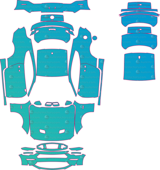 Ford Mustang 5.0 V8 GT (From 2018) Coupe pre-cut PPF pattern layout
