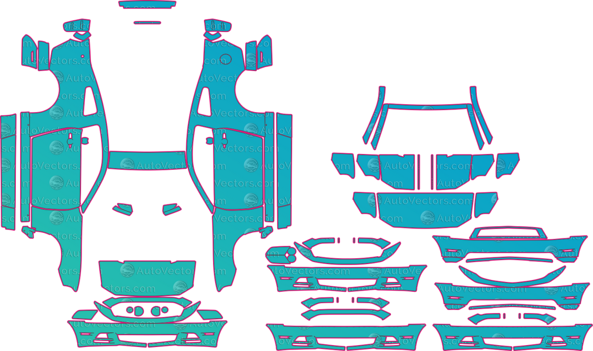 Ford Mustang Boss 302 (From 2012) Coupe pre-cut PPF pattern layout