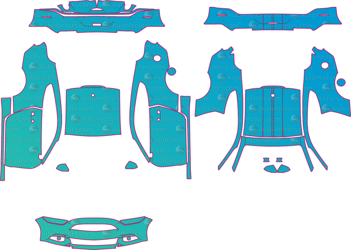 Ford Mustang Ecoboost (From 2015) Coupe pre-cut PPF pattern layout