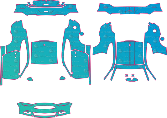 Ford Mustang Ecoboost (From 2015) Coupe pre-cut PPF pattern layout
