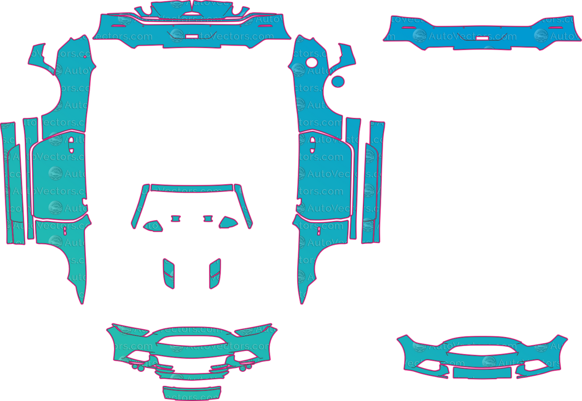 Ford Mustang GT (From 2015) Convertible pre-cut PPF pattern layout