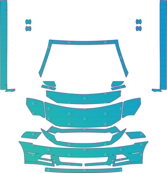 Ford Mustang GT-GT Premium-V6 Premium (From 2013) Coupe pre-cut PPF pattern layout