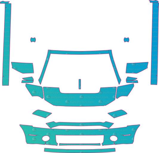 Ford Mustang GT500 (From 2013) Coupe pre-cut PPF pattern layout