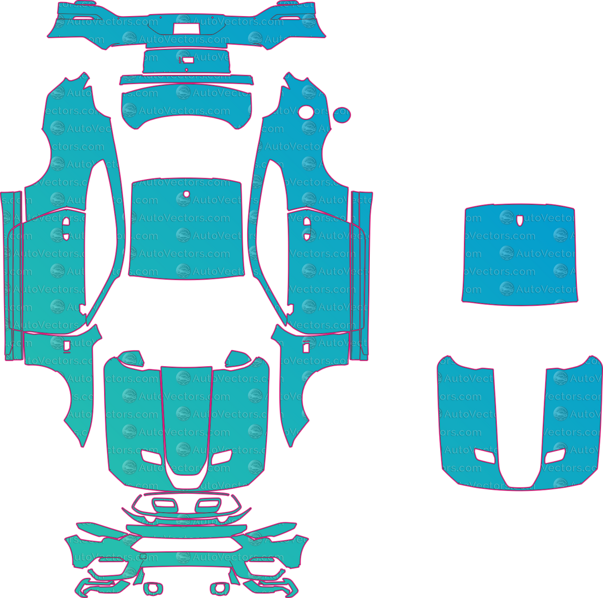 Ford Mustang Mach 1 (From 2021) Coupe pre-cut PPF pattern layout
