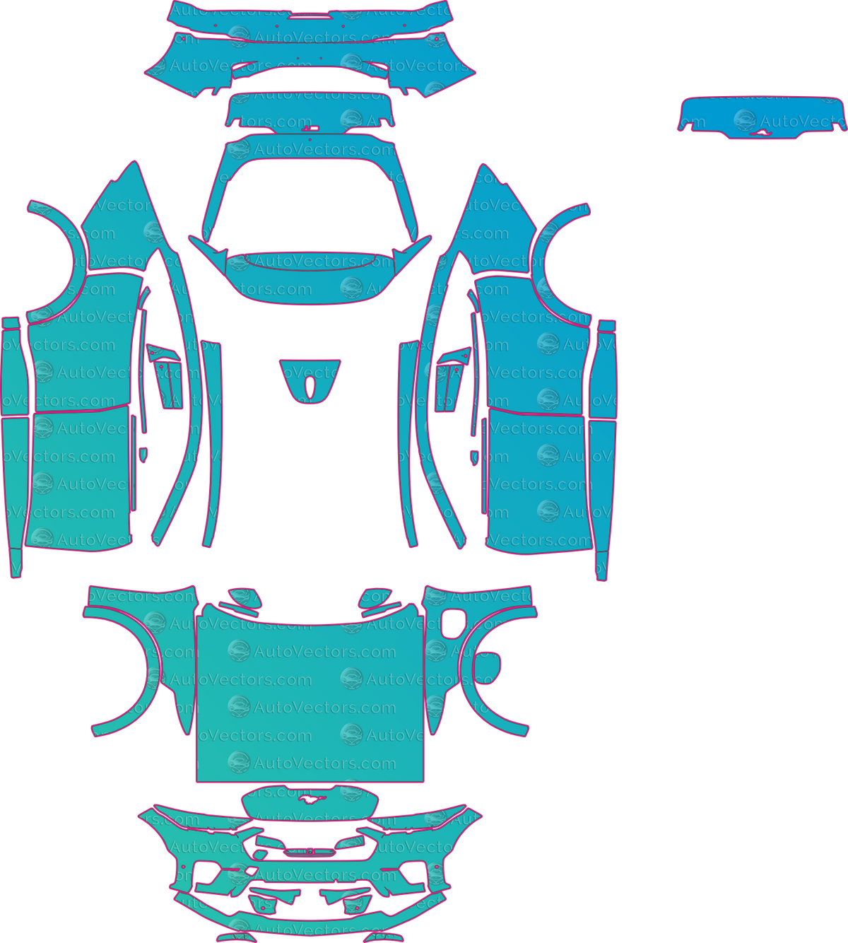 Ford Mustang Mach-E Base (From 2021) SUV pre-cut PPF pattern layout