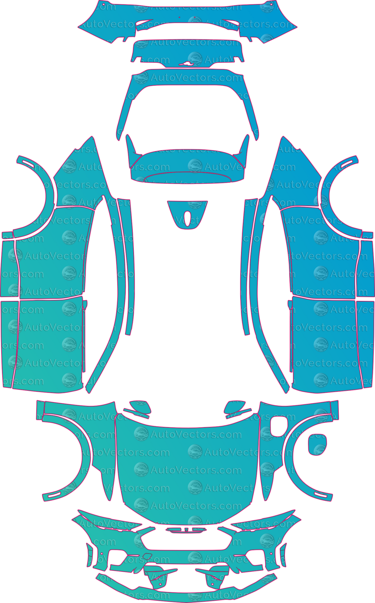 Ford Mustang Mach-E GT CN (From 2022) SUV pre-cut PPF pattern layout