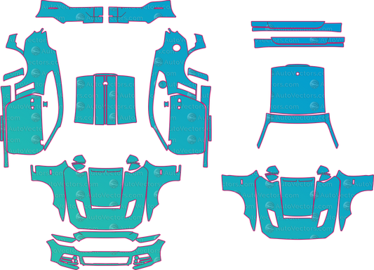 Ford Mustang Roush (From 2015) Fastback pre-cut PPF pattern layout