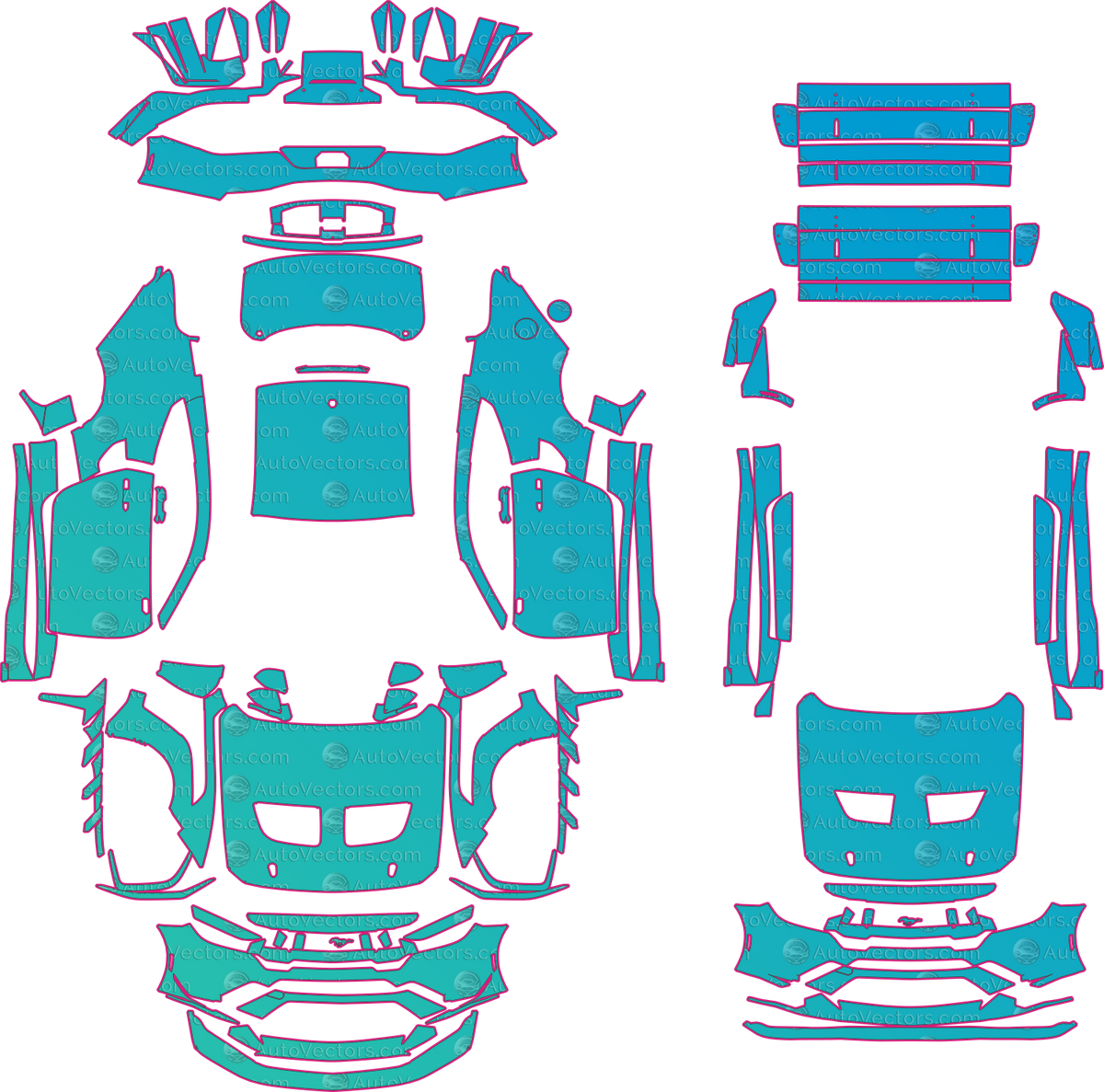 Ford Mustang GTD (From 2025) Coupe pre-cut PPF pattern layout