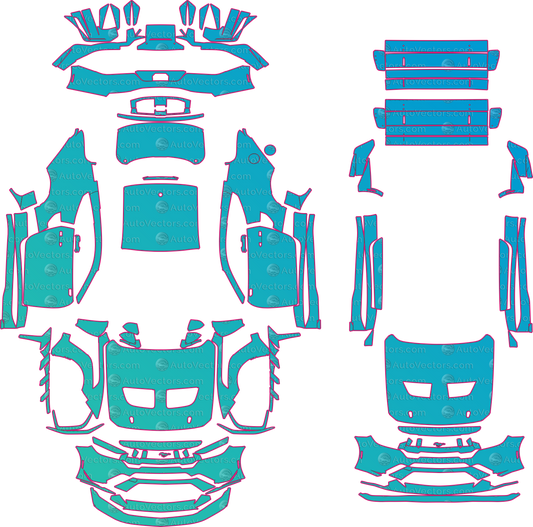 Ford Mustang GTD (From 2025) Coupe pre-cut PPF pattern layout
