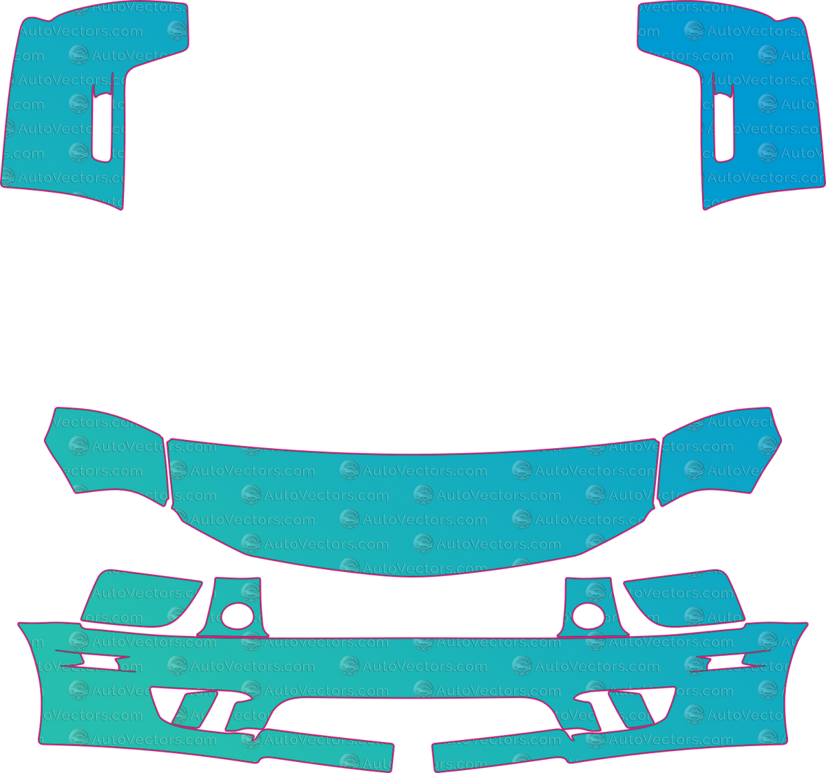 Ford Mustang Saleen (From 2005) Coupe pre-cut PPF pattern layout