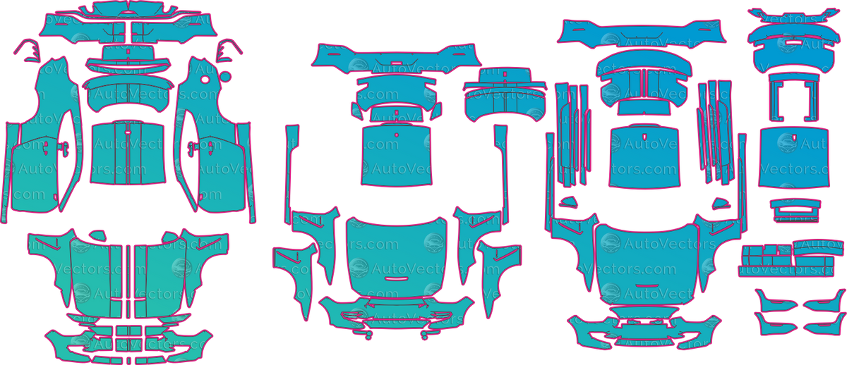 Ford Mustang Shelby GT350R-Shelby GT350 (From 2016) Coupe pre-cut PPF pattern layout