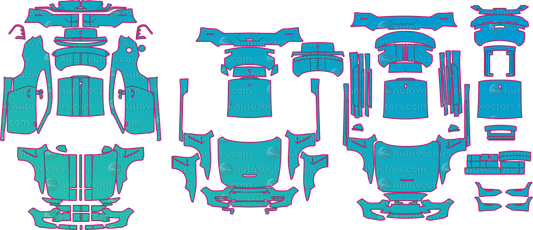 Ford Mustang Shelby GT350R-Shelby GT350 (From 2016) Coupe pre-cut PPF pattern layout