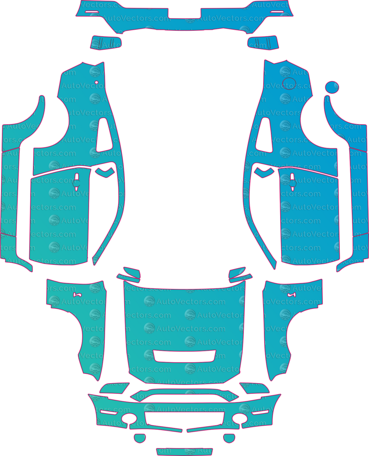Ford Mustang Shelby GT500 (From 2010) Coupe pre-cut PPF pattern layout