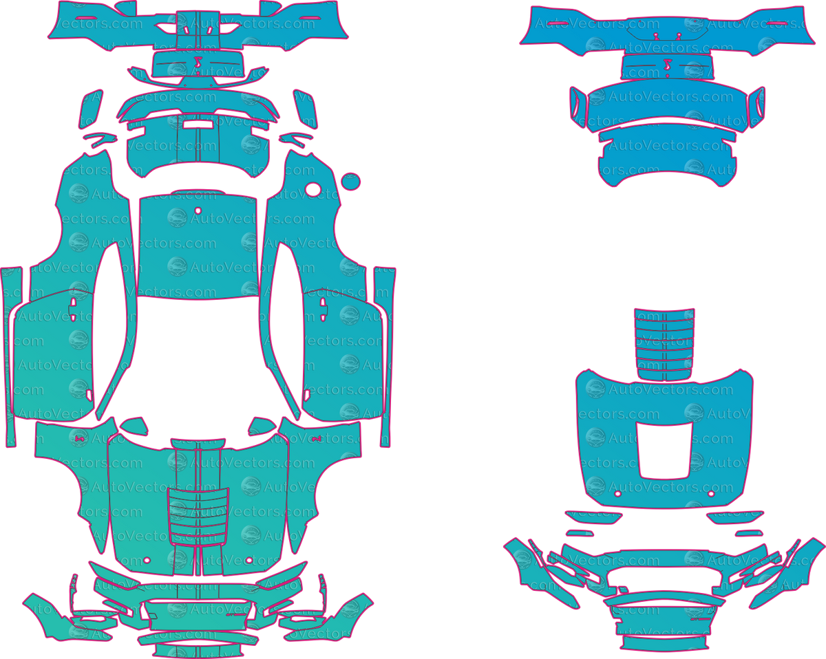 Ford Mustang Shelby GT500 Golden Ticket (From 2020) Coupe pre-cut PPF pattern layout