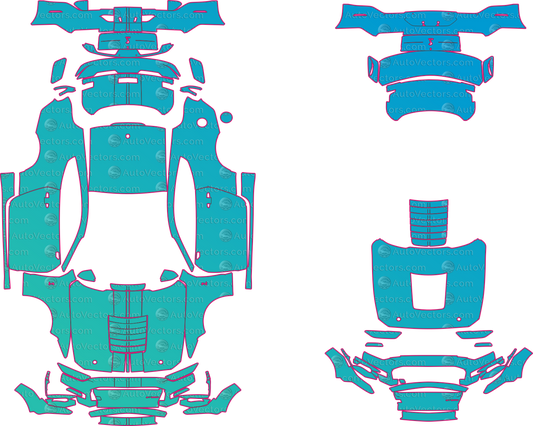Ford Mustang Shelby GT500 Golden Ticket (From 2020) Coupe pre-cut PPF pattern layout