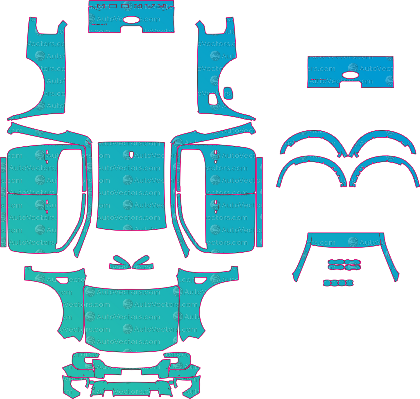 Ford Ranger Limited (From 2023) Pickup – pre-cut PPF pattern templates, instant digital download vector cut files (CDR, AI, PDF, SVG)