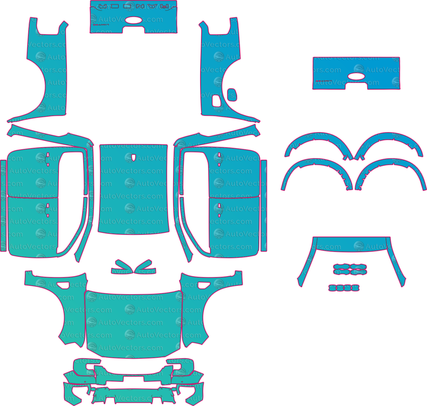 Ford Ranger Limited (From 2023) Pickup – pre-cut PPF pattern templates, instant digital download vector cut files (CDR, AI, PDF, SVG)