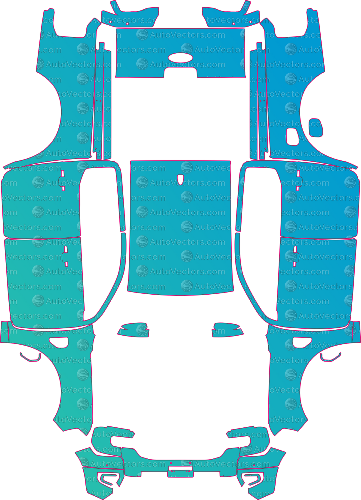 Ford Ranger P703 XLT (From 2024) Pickup – pre-cut PPF pattern templates, instant digital download vector cut files (CDR, AI, PDF, SVG)
