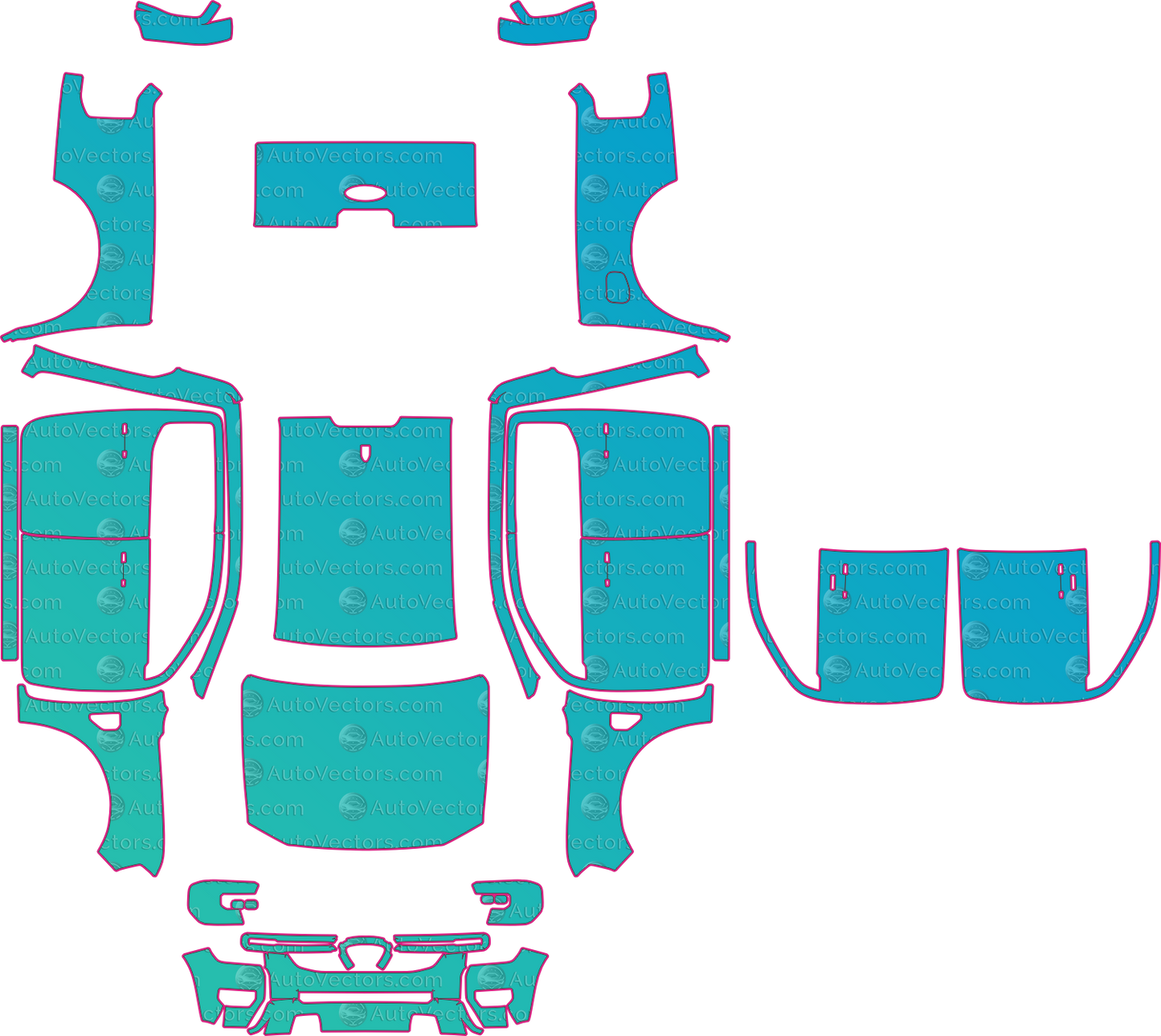 Ford Ranger XL (From 2023) Pickup – pre-cut PPF pattern templates, instant digital download vector cut files (CDR, AI, PDF, SVG)