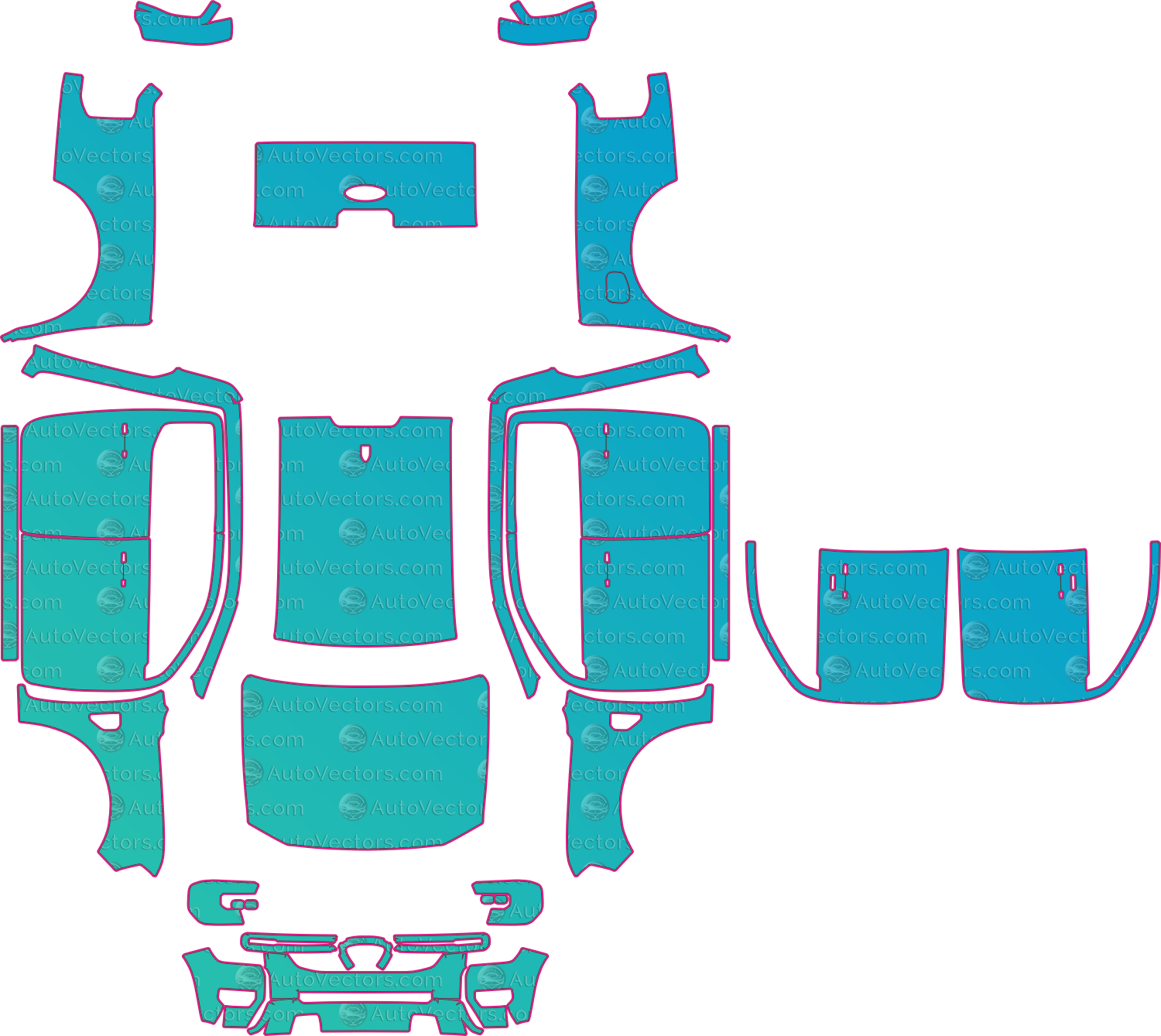 Ford Ranger XL (From 2023) Pickup – pre-cut PPF pattern templates, instant digital download vector cut files (CDR, AI, PDF, SVG)