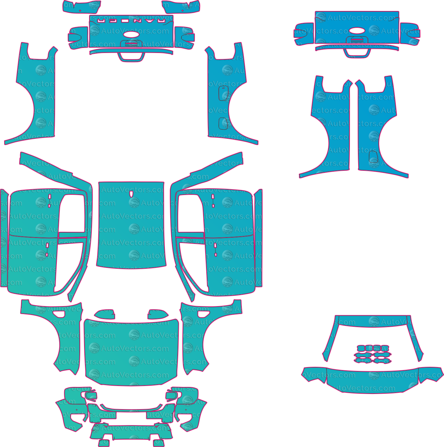 Ford Ranger XLT-EU (From 2023) Pickup – pre-cut PPF pattern templates, instant digital download vector cut files (CDR, AI, PDF, SVG)