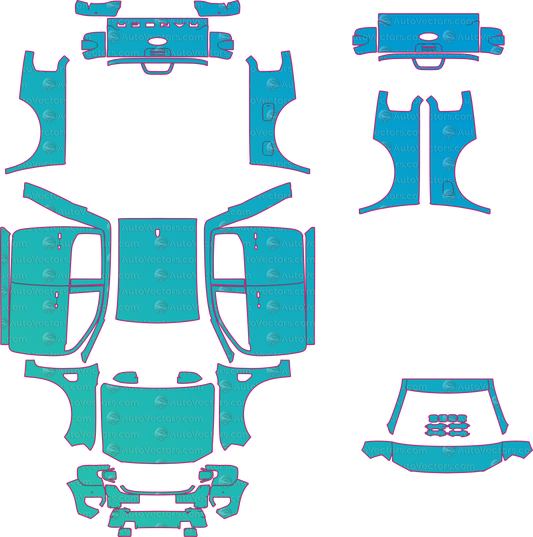 Ford Ranger XLT-EU (From 2023) Pickup – pre-cut PPF pattern templates, instant digital download vector cut files (CDR, AI, PDF, SVG)