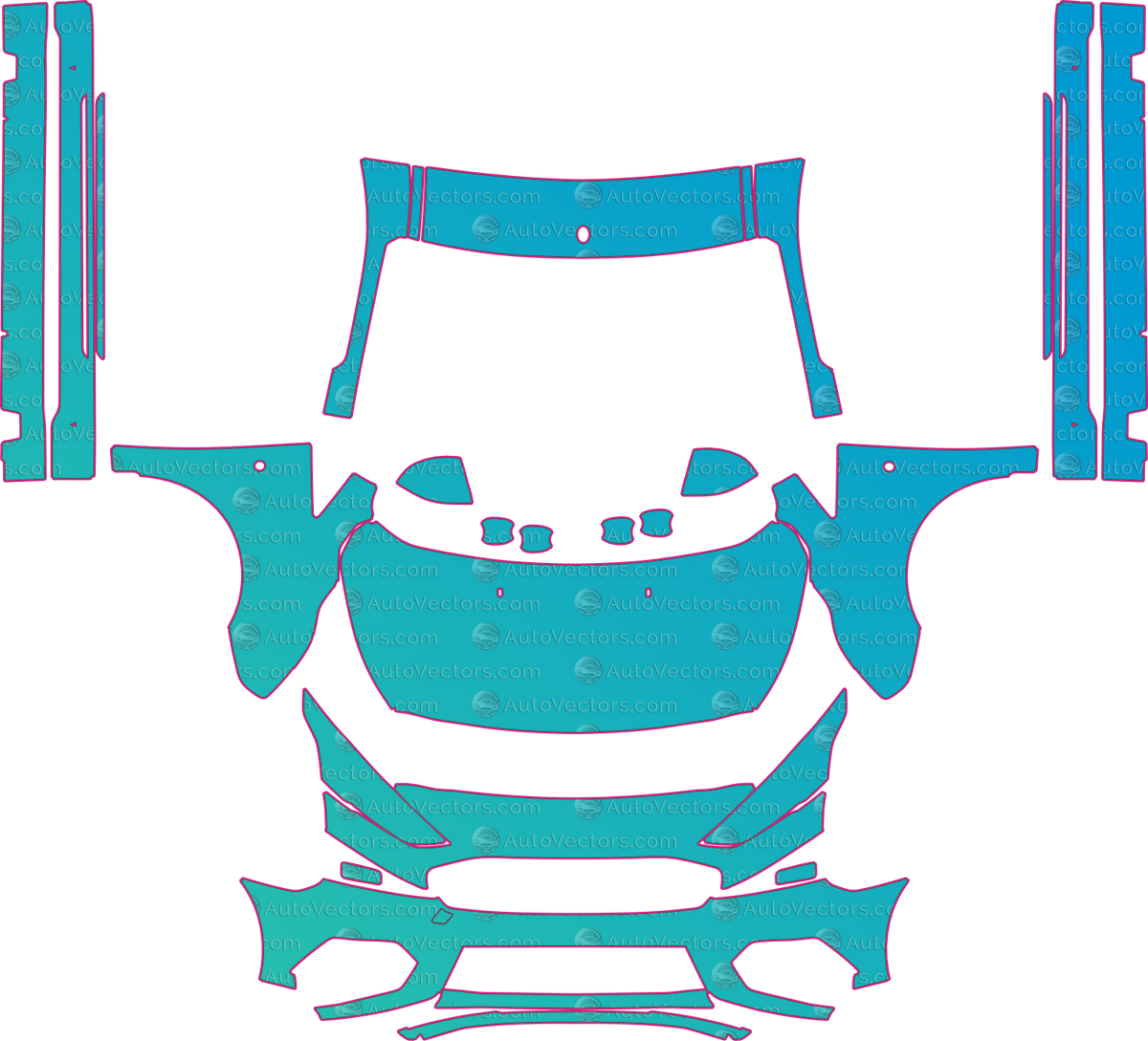 Ford Transit Connect MS-RT (From 2020) Van – pre-cut PPF pattern templates, instant digital download vector cut files (CDR, AI, PDF, SVG)