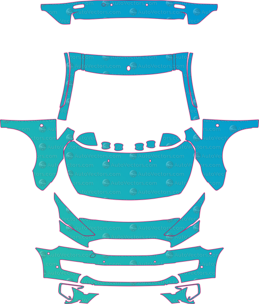 Ford Transit Connect Titanium Passenger (From 2018) Wagon – pre-cut PPF pattern templates, instant digital download vector cut files (CDR, AI, PDF, SVG)