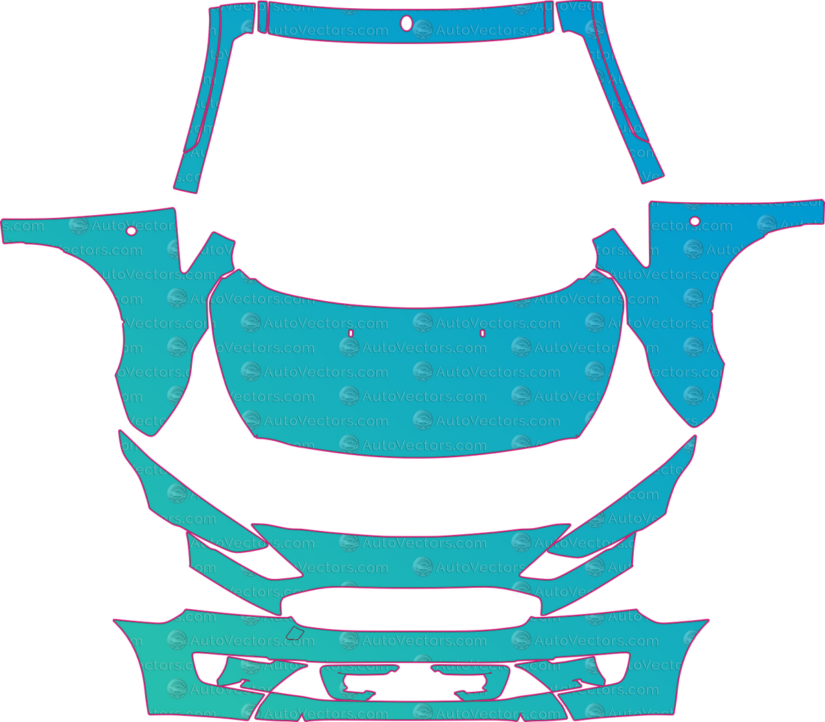 Ford Transit Connect Trend-Limited (From 2018) Van – pre-cut PPF pattern templates, instant digital download vector cut files (CDR, AI, PDF, SVG)