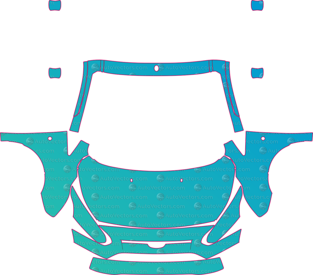Ford Transit Connect V408 Base (From 2014) Van – pre-cut PPF pattern templates, instant digital download vector cut files (CDR, AI, PDF, SVG)