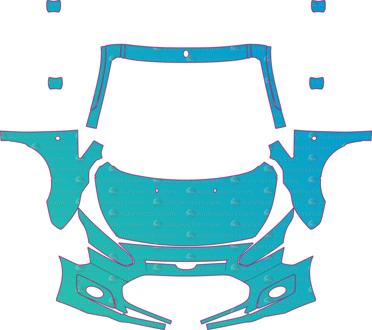 Ford Transit Connect V408 Trend (From 2014) Van – pre-cut PPF pattern templates, instant digital download vector cut files (CDR, AI, PDF, SVG)