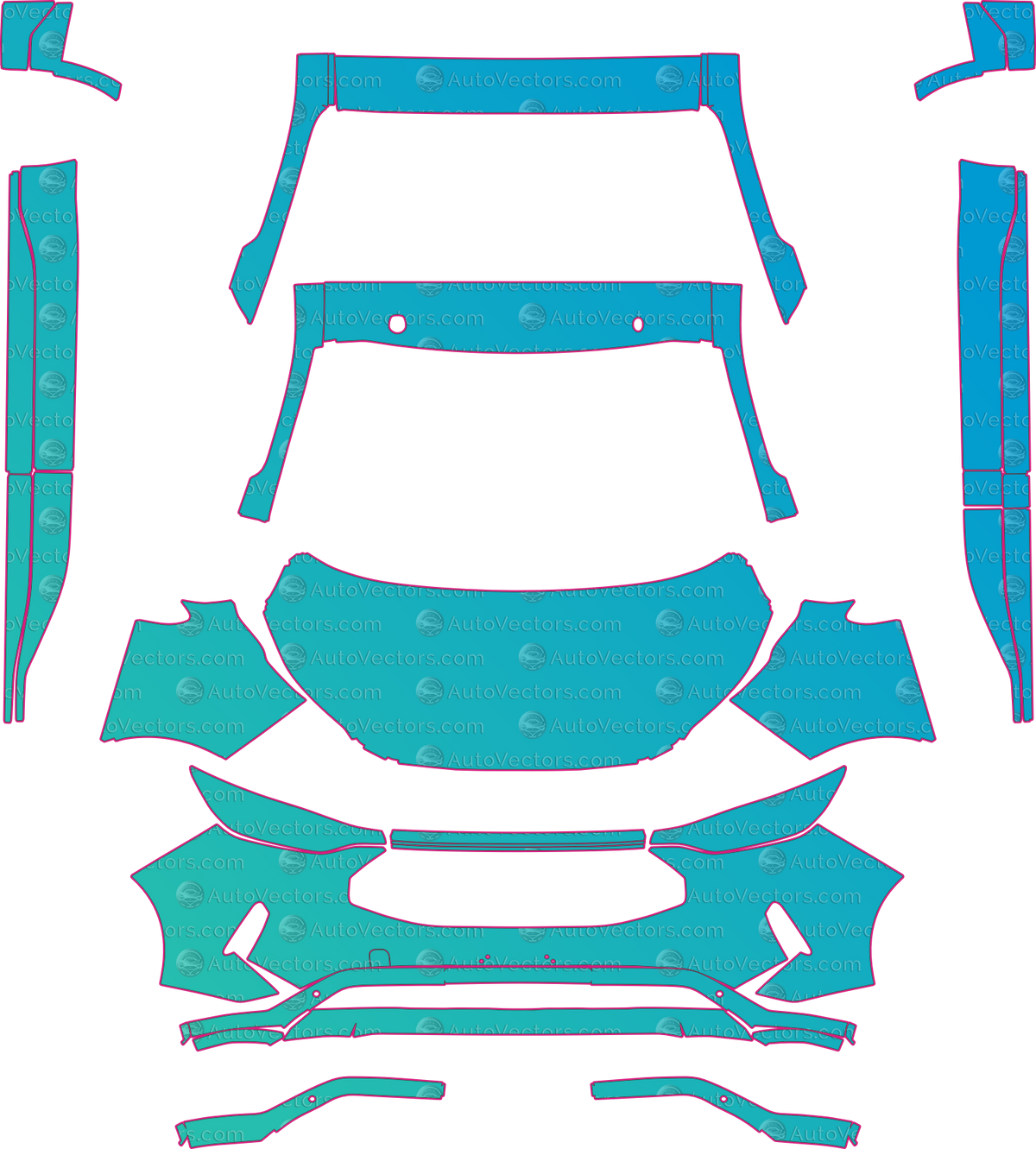 Ford Transit Custom Limited (From 2024) Van – pre-cut PPF pattern templates, instant digital download vector cut files (CDR, AI, PDF, SVG)