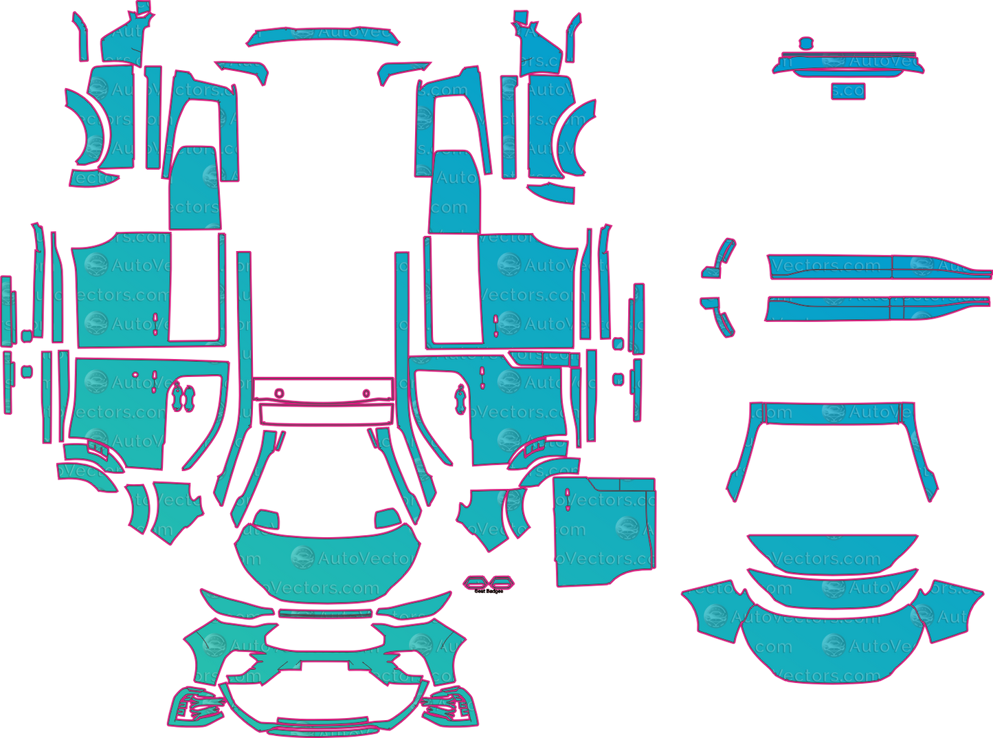 Ford Transit Custom V710 MS-RT (From 2025) Van Pre-Cut PPF Pattern Templates – pre-cut PPF pattern templates, digital download vector files (CDR, AI, PDF, DXF, SVG)