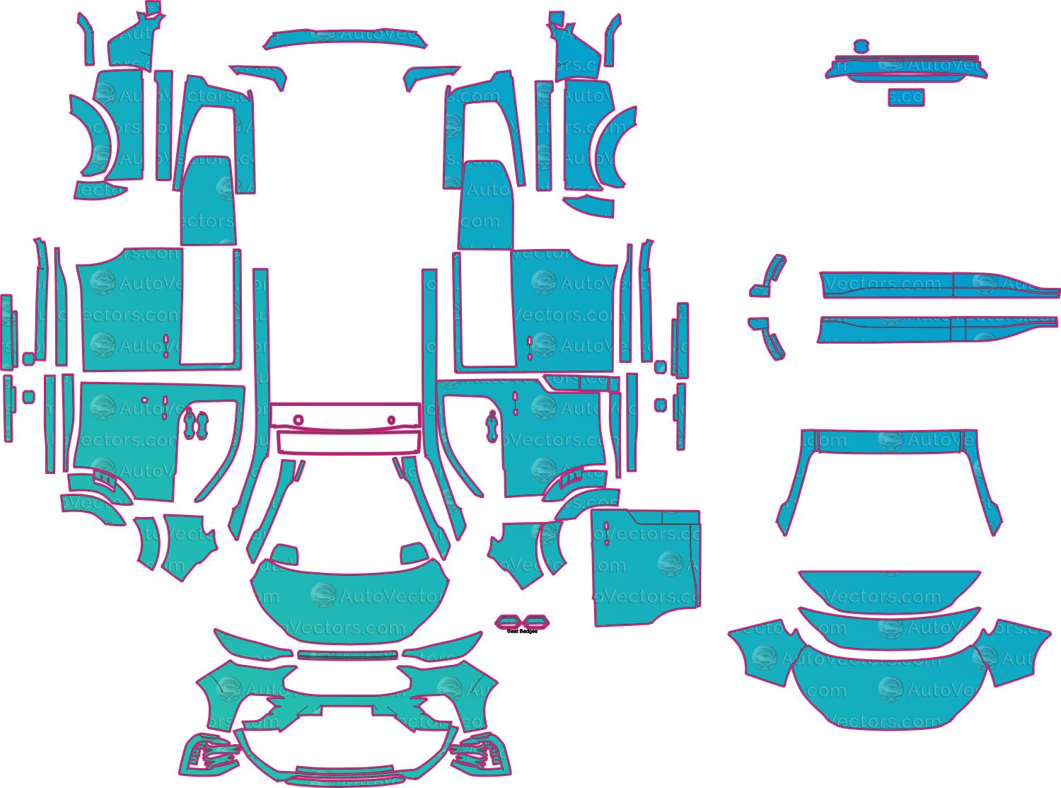 Ford Transit Custom V710 MS-RT (From 2025) Van Pre-Cut PPF Pattern Templates – pre-cut PPF pattern templates, digital download vector files (CDR, AI, PDF, DXF, SVG)
