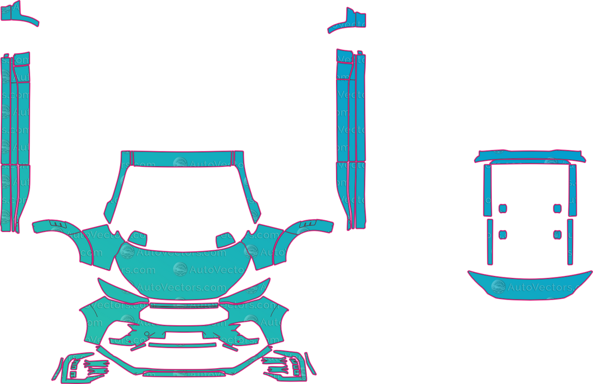Ford Transit Custom V710 MS-RT LWB (From 2025) Van – pre-cut PPF pattern templates, instant digital download vector cut files (CDR, AI, PDF, SVG)