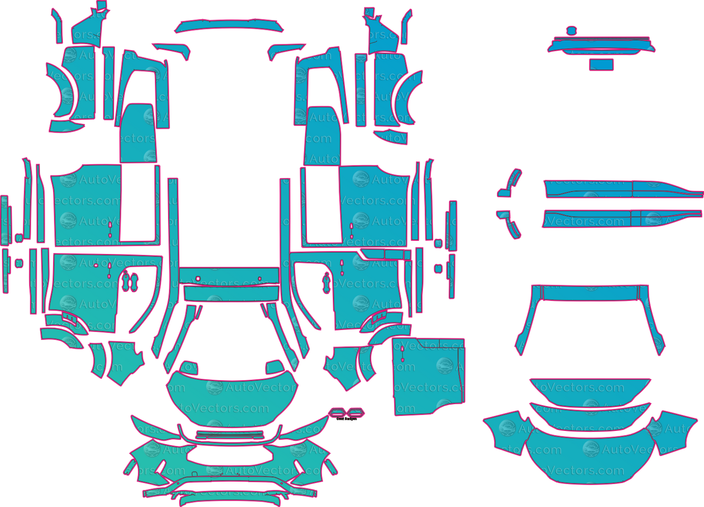 Ford Transit Custom V710 Sport (From 2025) Van Pre-Cut PPF Pattern Templates – pre-cut PPF pattern templates, digital download vector files (CDR, AI, PDF, DXF, SVG)
